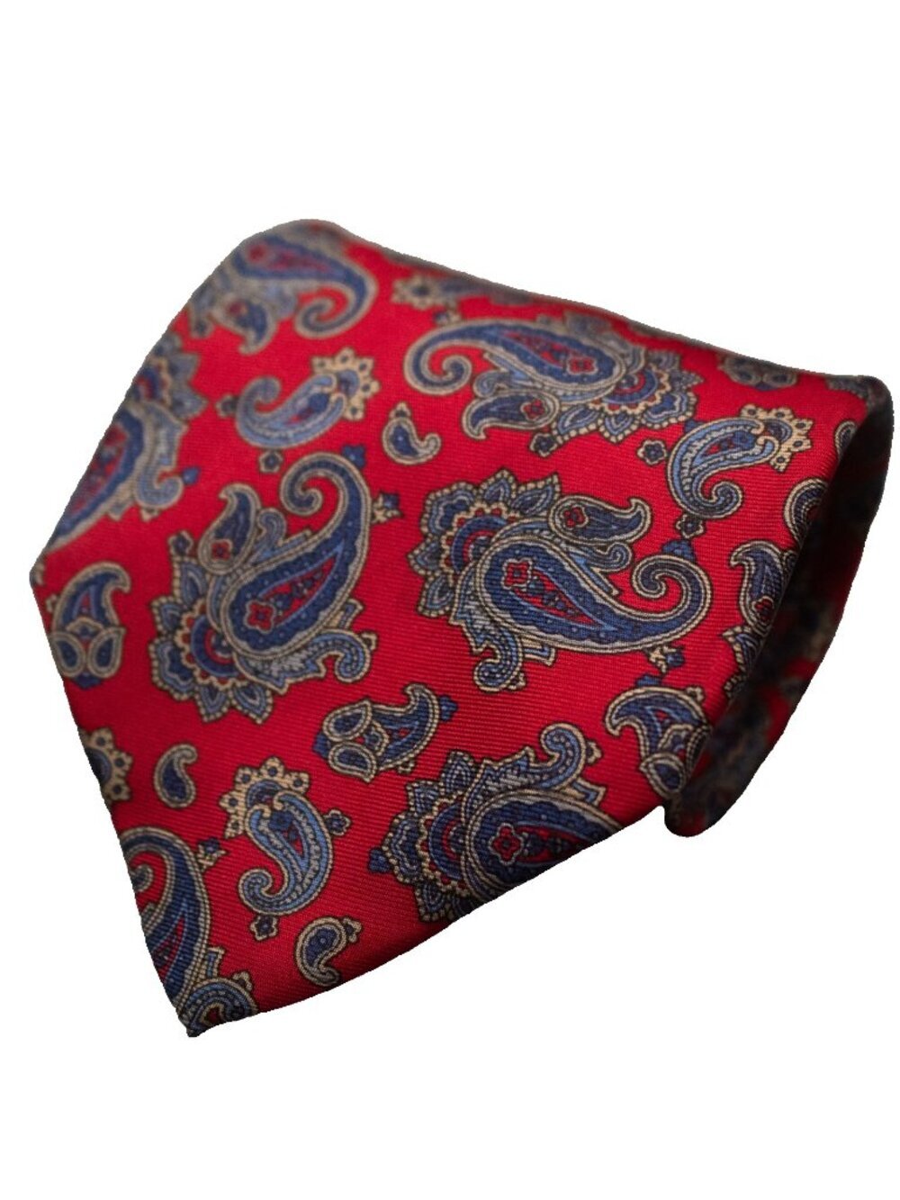 Vintage Harve Benard Tie 100% Silk Paisley USA Made Satin Red 4"